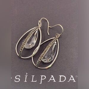 Silpada RARE HTF HAPPY HOUR Sterling, Swarovski Crystal & Marcasite Earrings